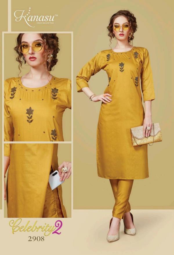 Kanasu Celebrity 2 Designer Ethnic Wear Silk Kurti With Bottom 